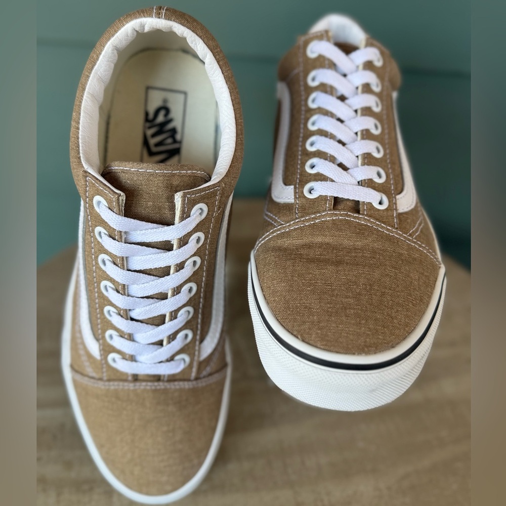 VANS Old Skool Bronze Age True White Canvas Skate Shoes Mens 10 Womens 11.5
